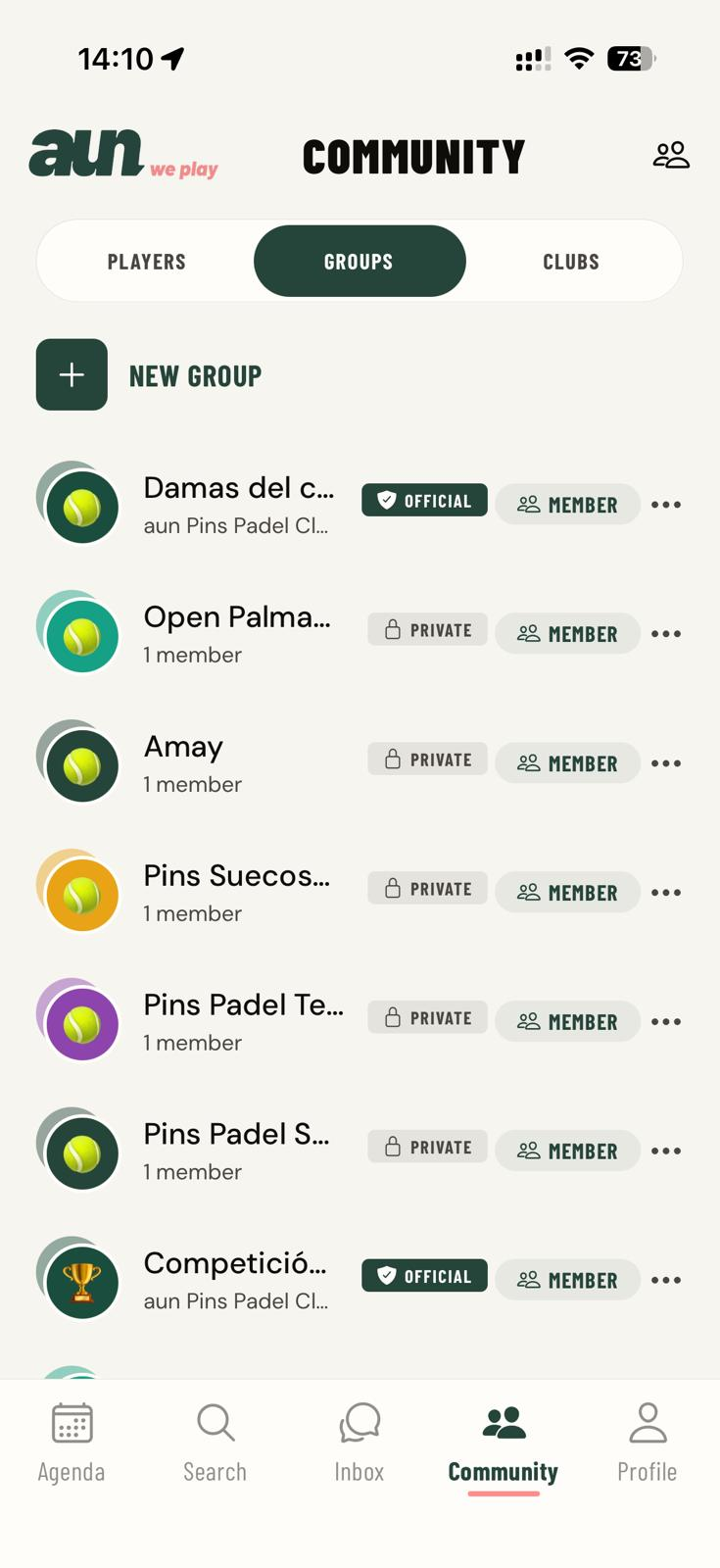Community, the groups tab in the app
