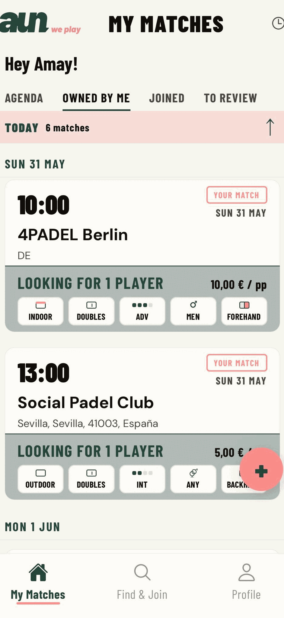 Privacy, my matches app screen